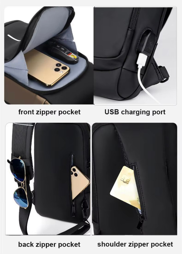 بادی بگ اورجینال/کرس بگ/ضد آب/دارای پورت usb برای شارژ موبایل و تبلت و هندزفری/قفل ضد سرقت/کیفیت فوول حرفه ای🤌🏻🔥